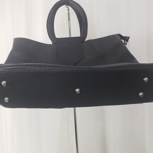 Tiffany & Fred Paris black pebbled leather brown suede handbag - Picture 6 of 10